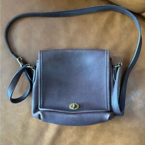 Vintage Coach Chocolate Brown Leather Women's Bucket Bag